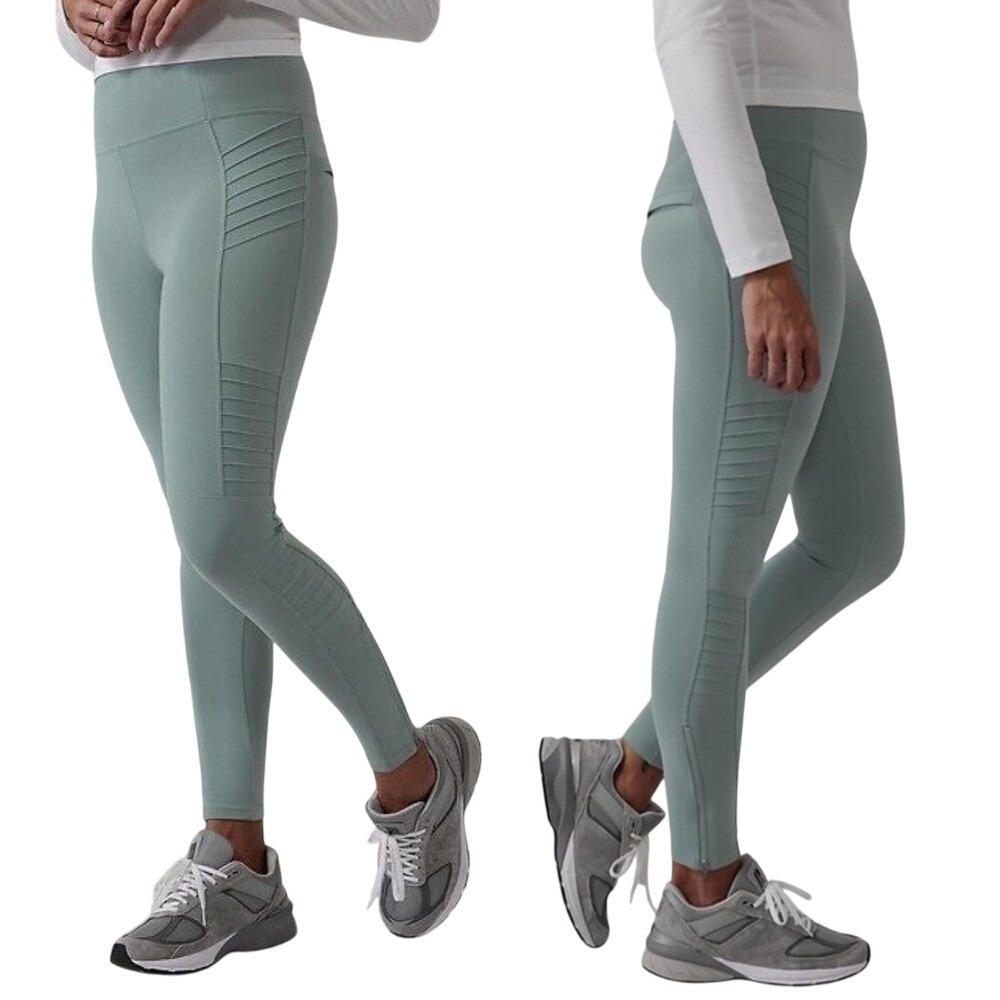 Athleta Delancey moto tight w/ zipper details at‎ ankle, Blue Large